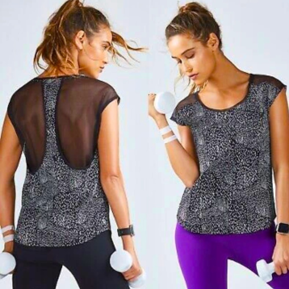 Fabletics Vanessa Top Sport Mesh Printed Tee Women’s Sleeveless Workout S6